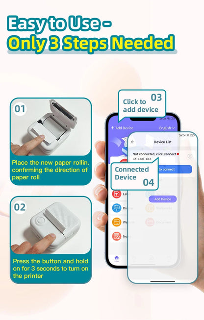 Dolewa D3 Portable Printer Thermal Paper Sticker maker