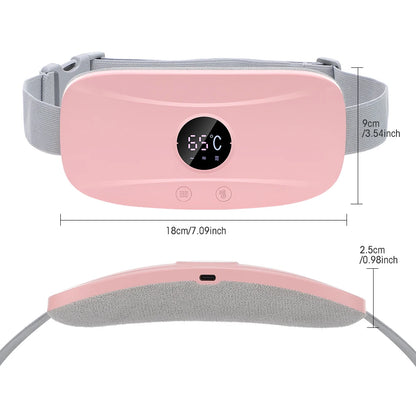 Electric Period Cramp Relief Massager Vibrating Heating Pad for Menstrual Pain Waist Stomach Abdominal Warm Palace Belt