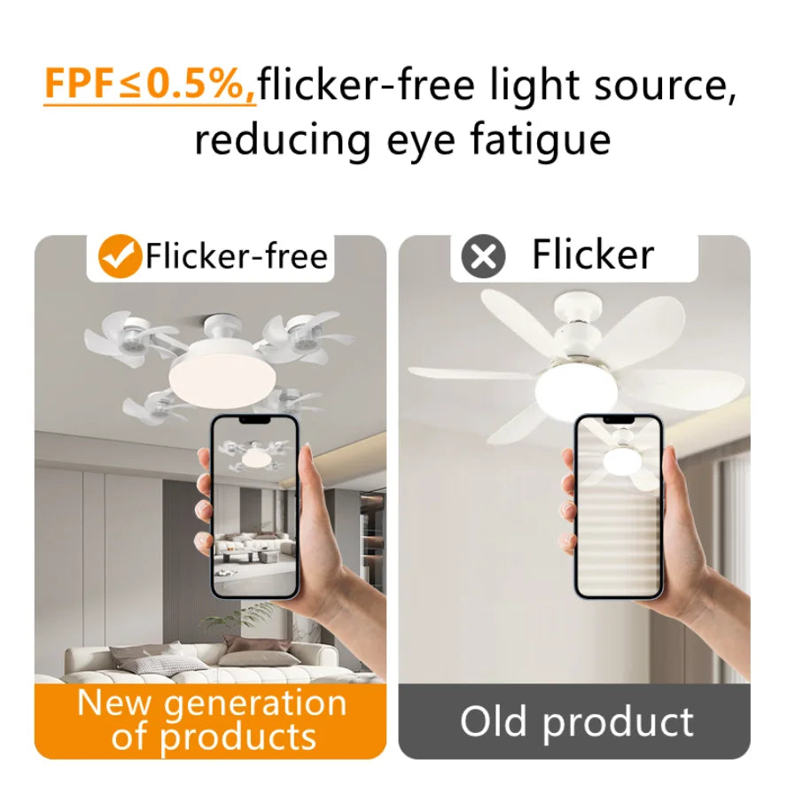 E27 3/4 Blades 2 In 1 Fan Light Bulb Drone Design Remote Control Ceiling Fan Lamp AC 85-265V For Home Bedroom Restaurant