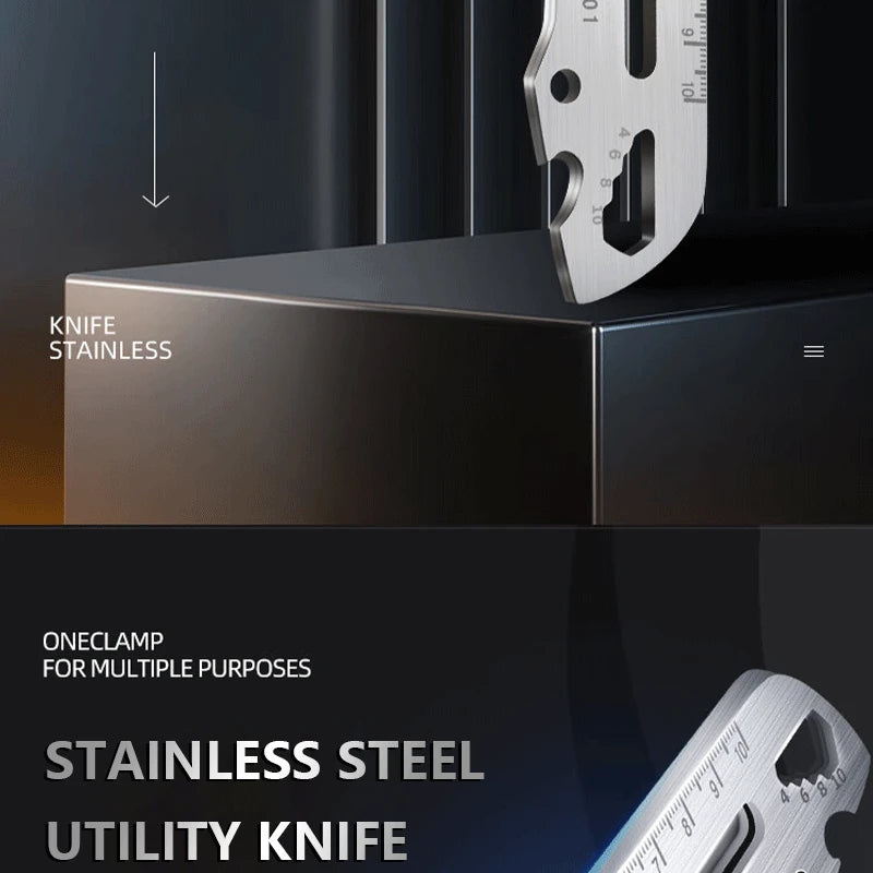 Multifunctional Utility Knife 6 in 1 Stainless Steel Stationery All Purpose Cutter Bottle Tin Opener Waterproof Screw Ruler Tool