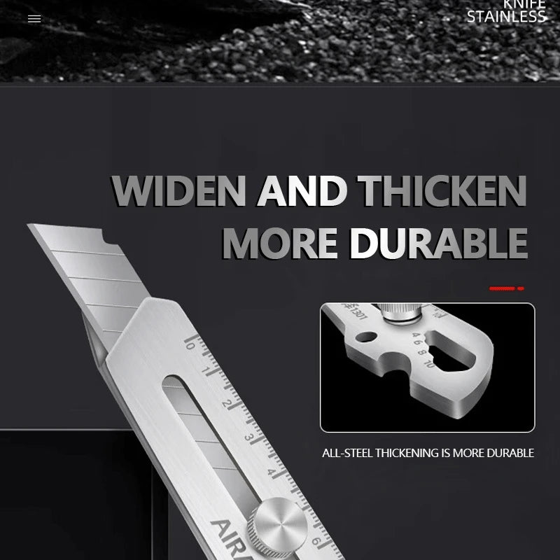 Multifunctional Utility Knife 6 in 1 Stainless Steel Stationery All Purpose Cutter Bottle Tin Opener Waterproof Screw Ruler Tool