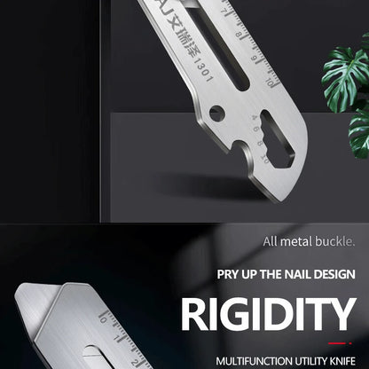 Multifunctional Utility Knife 6 in 1 Stainless Steel Stationery All Purpose Cutter Bottle Tin Opener Waterproof Screw Ruler Tool