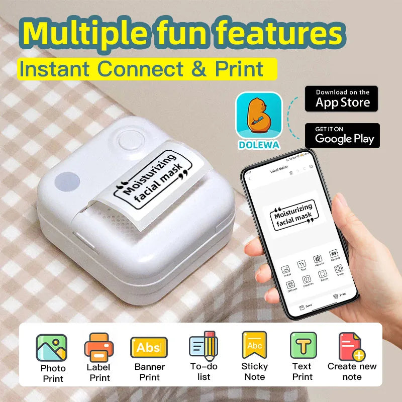 Dolewa D3 Portable Printer Thermal Paper Sticker maker
