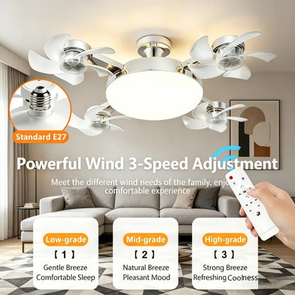 E27 3/4 Blades 2 In 1 Fan Light Bulb Drone Design Remote Control Ceiling Fan Lamp AC 85-265V For Home Bedroom Restaurant
