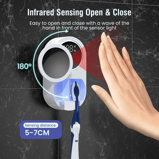 Mini Portable Rechargeable Travel Toothbrush Sterilizer Induction Switch with Charge Display UV Toothbrush Sterilizer Case