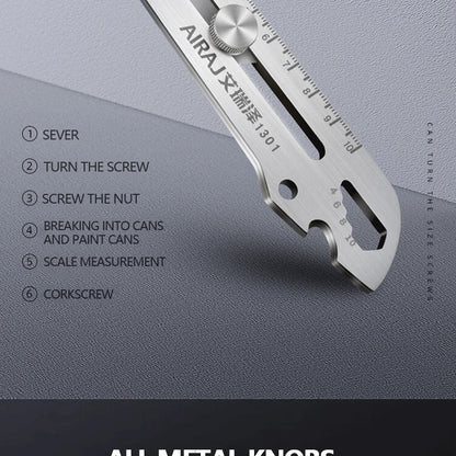 Multifunctional Utility Knife 6 in 1 Stainless Steel Stationery All Purpose Cutter Bottle Tin Opener Waterproof Screw Ruler Tool