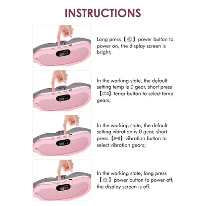 Electric Period Cramp Relief Massager Vibrating Heating Pad for Menstrual Pain Waist Stomach Abdominal Warm Palace Belt