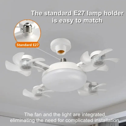 E27 3/4 Blades 2 In 1 Fan Light Bulb Drone Design Remote Control Ceiling Fan Lamp AC 85-265V For Home Bedroom Restaurant