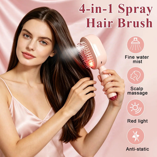 Electric Spray Hair Straightener Comb Electric Steaming Air Cushion Massage Hair Brush Rechargeable Detangling Steam Brush