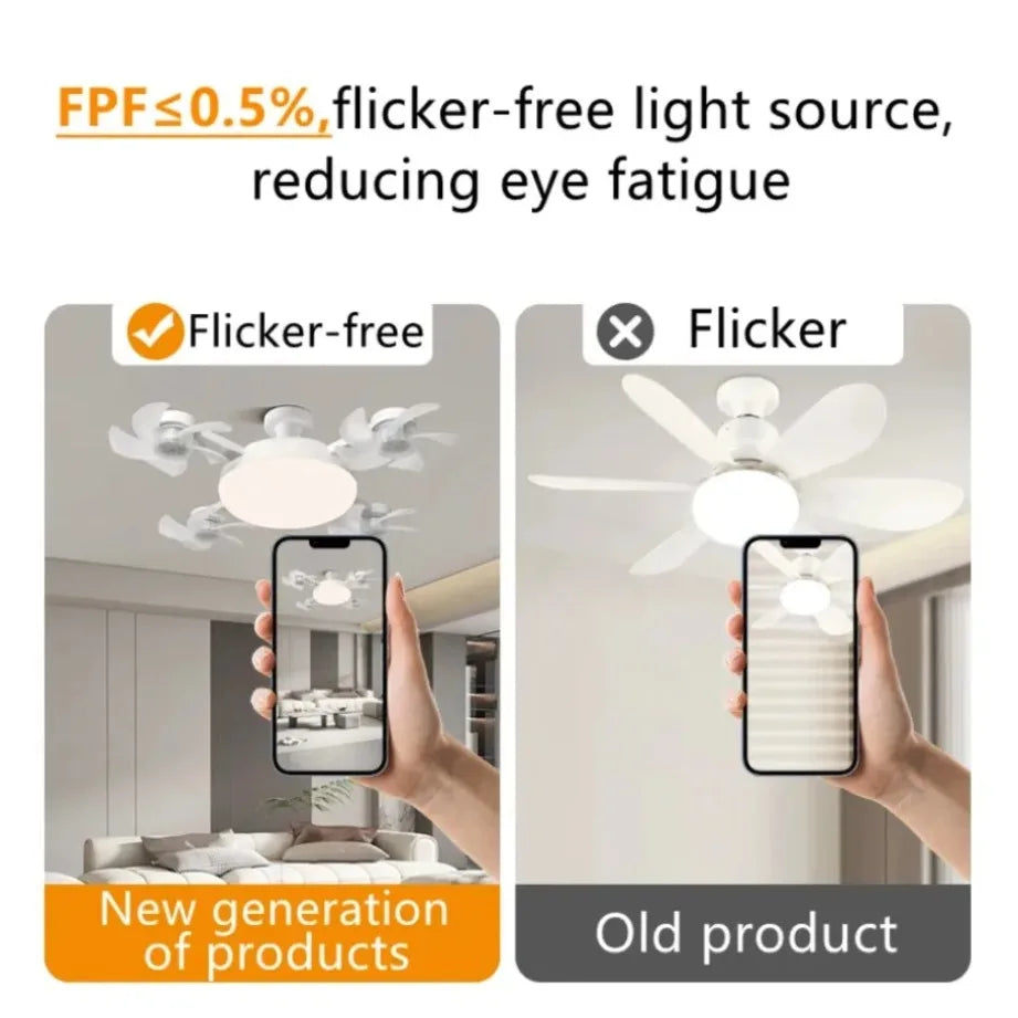 E27 3/4 Blades 2 In 1 Fan Light Bulb Drone Design Remote Control Ceiling Fan Lamp AC 85-265V For Home Bedroom Restaurant