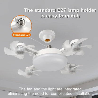 E27 3/4 Blades 2 In 1 Fan Light Bulb Drone Design Remote Control Ceiling Fan Lamp AC 85-265V For Home Bedroom Restaurant