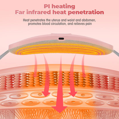 Electric Period Cramp Relief Massager Vibrating Heating Pad for Menstrual Pain Waist Stomach Abdominal Warm Palace Belt
