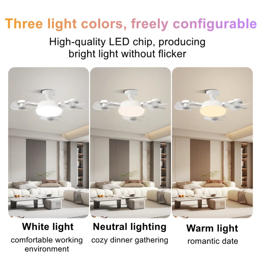 E27 3/4 Blades 2 In 1 Fan Light Bulb Drone Design Remote Control Ceiling Fan Lamp AC 85-265V For Home Bedroom Restaurant