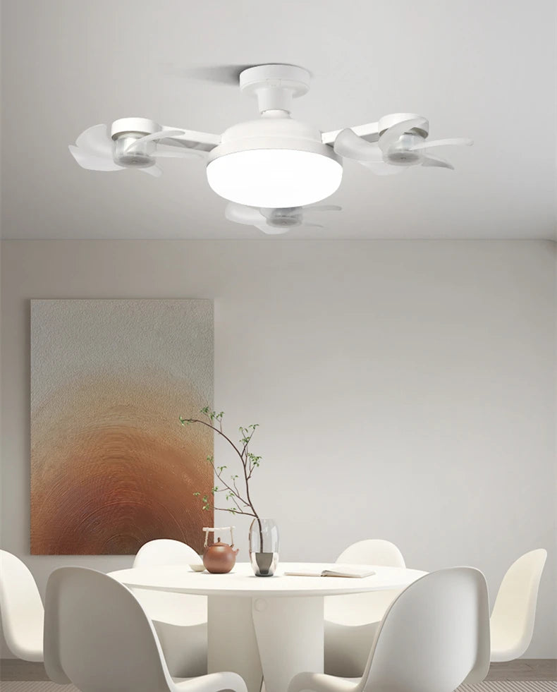E27 3/4 Blades 2 In 1 Fan Light Bulb Drone Design Remote Control Ceiling Fan Lamp AC 85-265V For Home Bedroom Restaurant