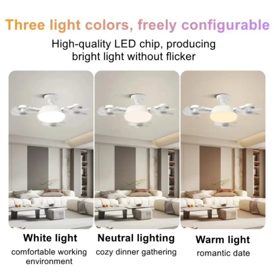 E27 3/4 Blades 2 In 1 Fan Light Bulb Drone Design Remote Control Ceiling Fan Lamp AC 85-265V For Home Bedroom Restaurant
