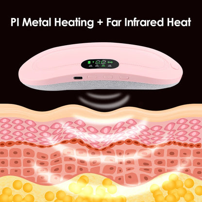 Electric Period Cramp Relief Massager Vibrating Heating Pad for Menstrual Pain Waist Stomach Abdominal Warm Palace Belt