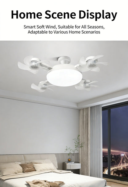 E27 3/4 Blades 2 In 1 Fan Light Bulb Drone Design Remote Control Ceiling Fan Lamp AC 85-265V For Home Bedroom Restaurant